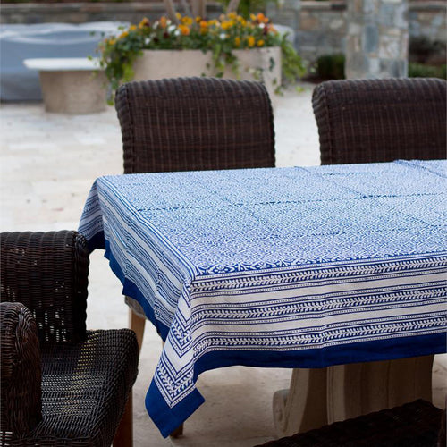Jaipur Blue 60X90 Block Print Tablecloth