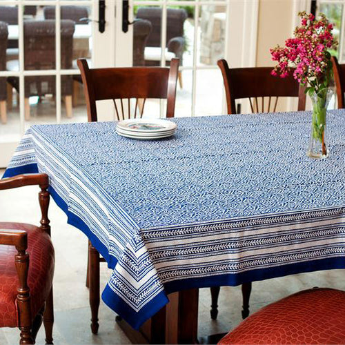 Blue Jaipur 70 X 108 Cotton Tablecloth