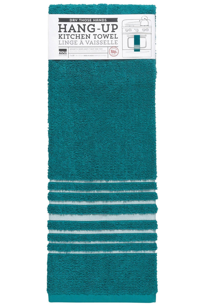 Teal Cotton Terrycloth Hang-Up Towel With Snaps