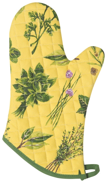 Yellow with Green Herbs Oven Mitt