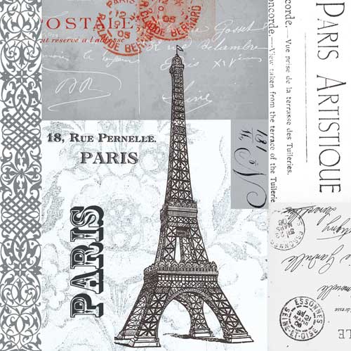 Eiffel Tower Collage Paper Cocktail Napkins