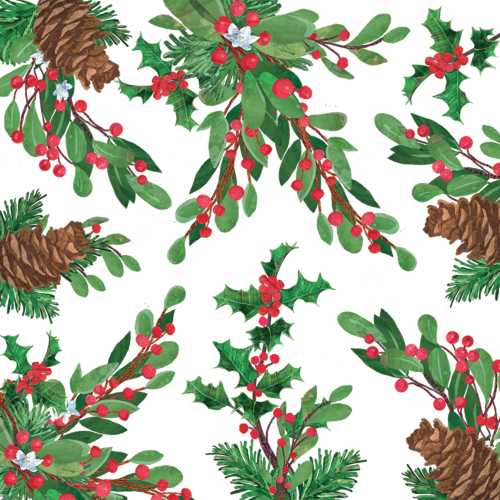 Pine Cones and Holly Paper Lunch Napkins