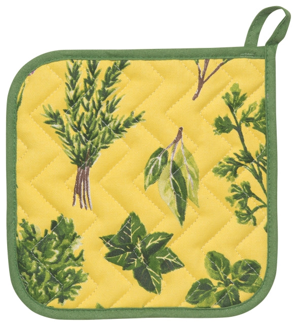 Yellow and Green Herbs Cotton Potholder