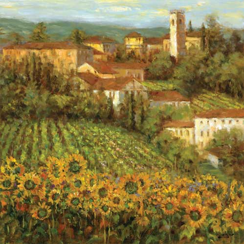Sunflowers in Provencal Village Cocktail Napkins