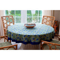 Blue Green Cornflower Round Tablecloth