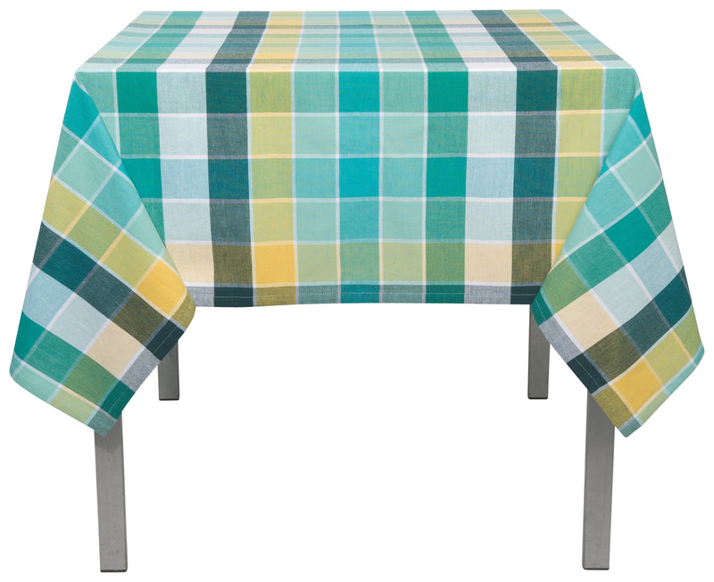 Turquoise Plaid Cotton 60 x 90 Tablecloth
