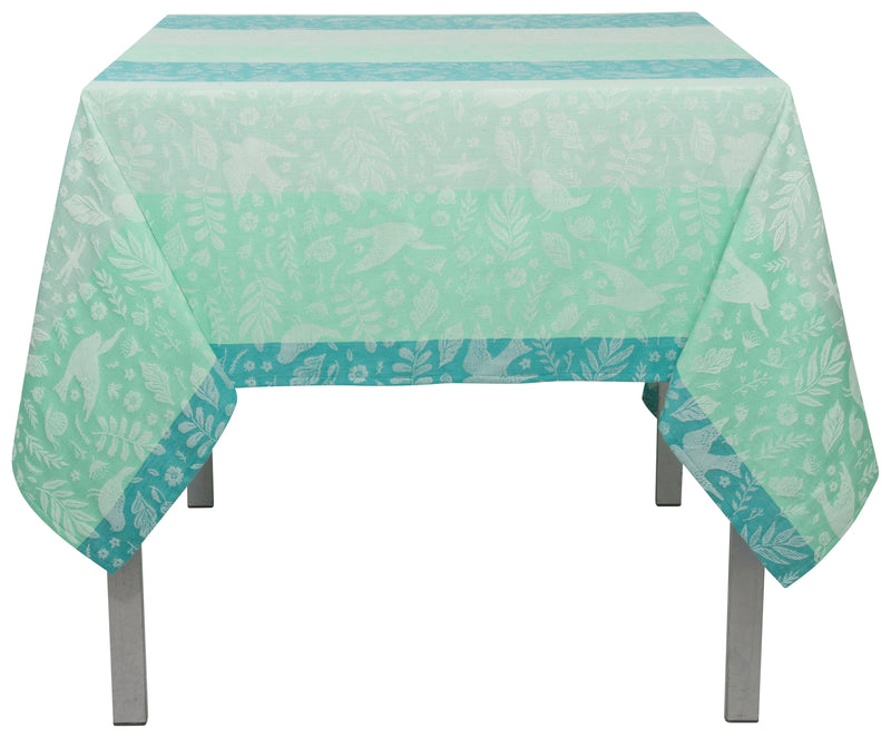 Aqua Jacquard Cotton 60 x 120 Tablecloth