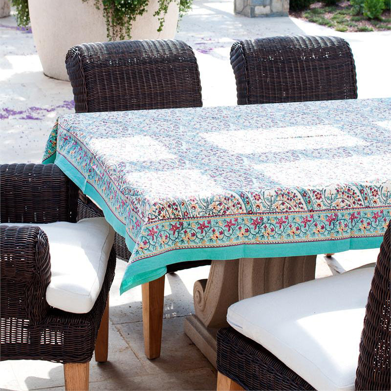 Turquoise Paisley 60 X 90 Cotton Tablecloth